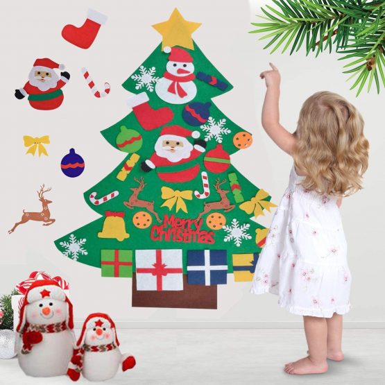 Xndryan Felt Christmas Tree, 3.28ft DIY Christmas Tree Felt Xmas Tree with LED String Lights 30Pcs Ornaments, Wall Mount Christmas Tree Children's Felt Christmas Tree, Funny Xmas Gifts for Kids - Image 3
