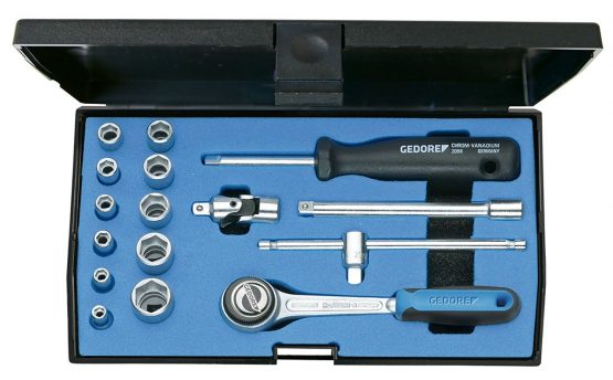 Gedore 20EMU-3 1/4-Inch Tool Set - Blue/Silver (16-Piece)