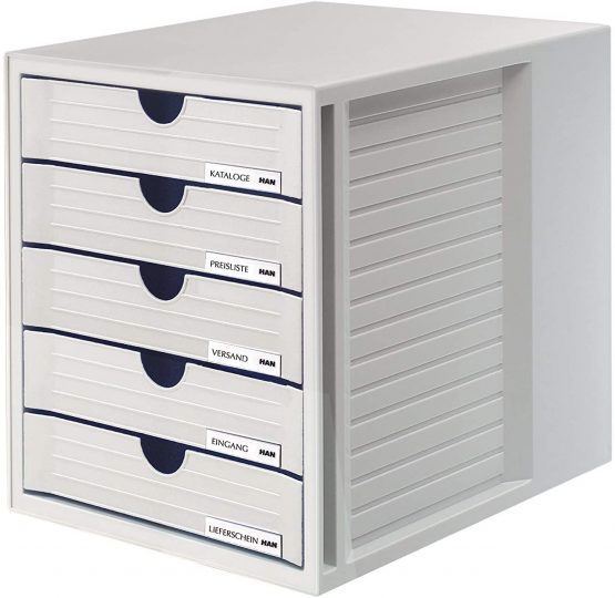 HAN 1450-11, SYSTEMBOX drawer set. Innovative, attractive design with 5 closed drawers, light-grey