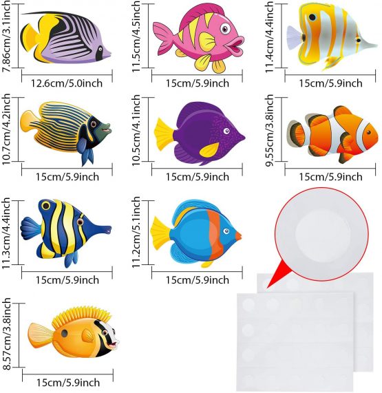 45 Pieces Fish Cut-Outs Paper Colorful Classroom Decoration Tropical