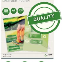 Leitz 33818 Laminating Pouches Made of 80 Micron Thick Material (Transparent, Glossy, A4) - Pack of 100