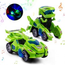 Highttoy Dinosaur Transforming Toys,Automatic Transforming Dinosaur Car with Flashing Light and Sound Dinosaur Transforming Car Toy Transforming Dinosaur Toys for 3-7 Year Old Boys Girls Green