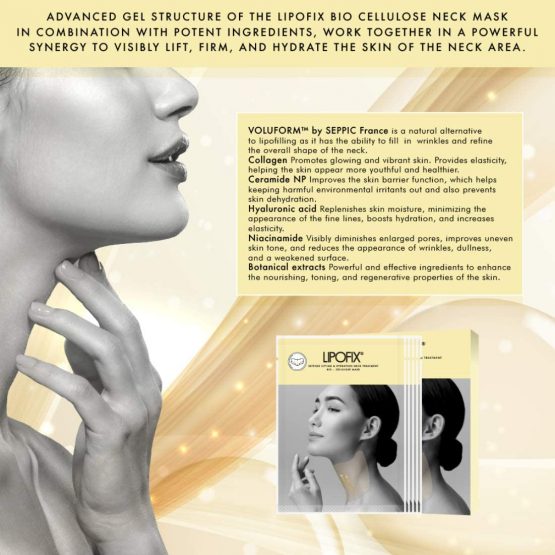 Neck Lifting Hydrating Firming Intense Treatment Bio - Cellulose Mask LipoFix (7 MASKS) - Image 3