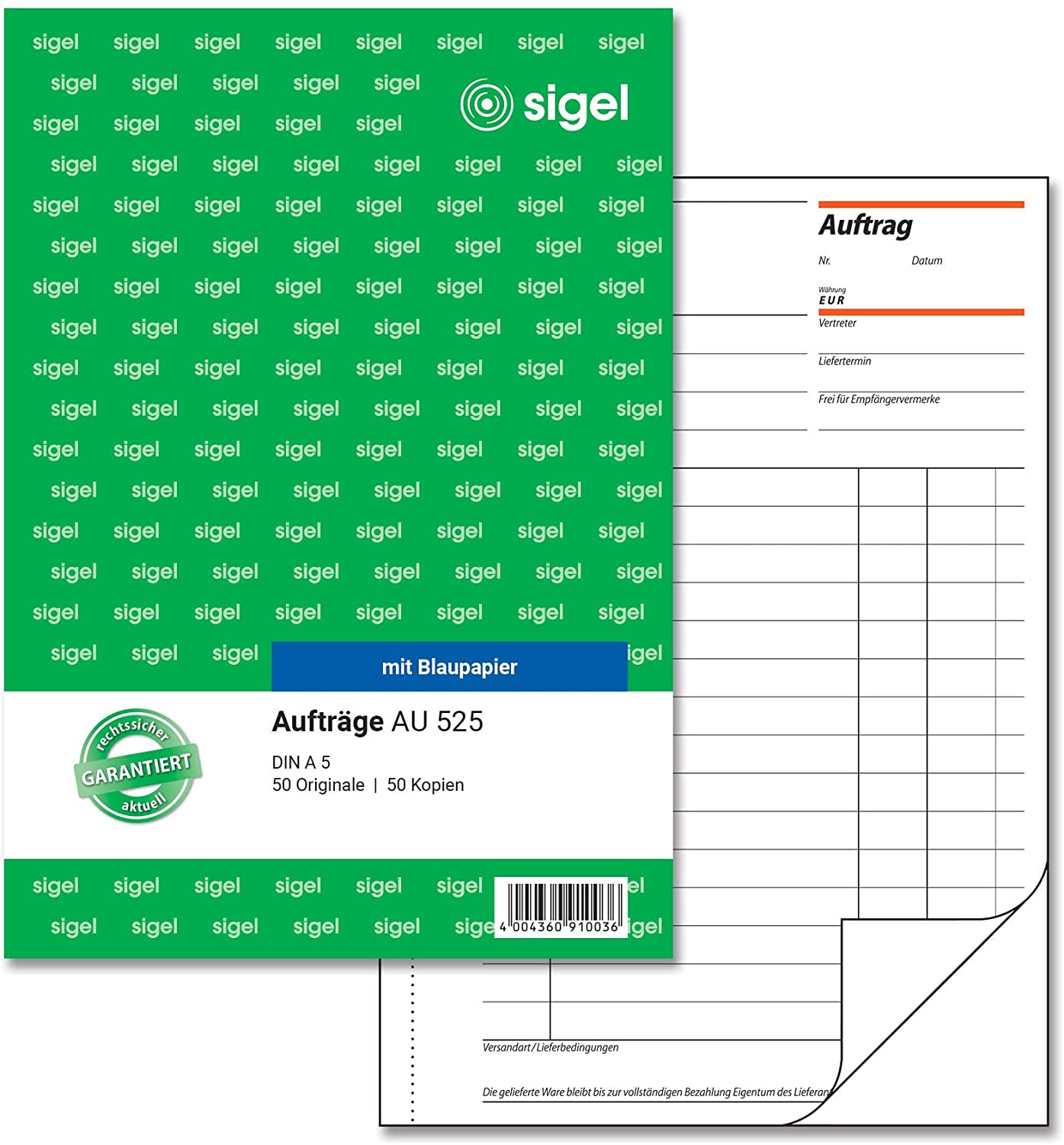 Sigel AU525 Duplicate Order Book A5 2X 50 Sheets with Carbon Paper Pack of 1, colour