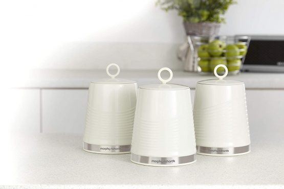 Morphy Richards 976006 Dune Kitchen Storage, Tea Coffee Sugar Set of 3 Canisters, Ivory Cream, 1 - Image 3