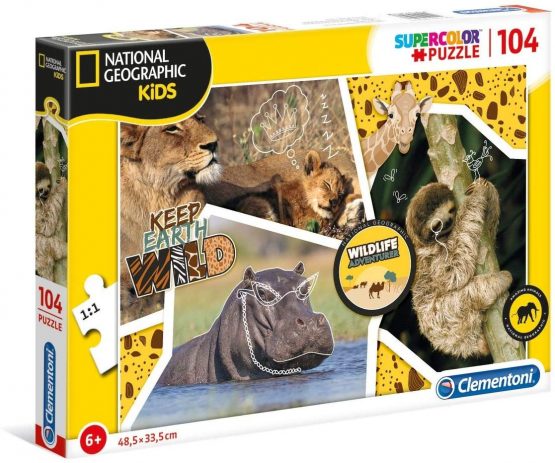 Clementoni - 27143 - National Geographic Kids - Wildlife Adventurer - 104 pieces - Made in Italy - jigsaw puzzle children age 6+