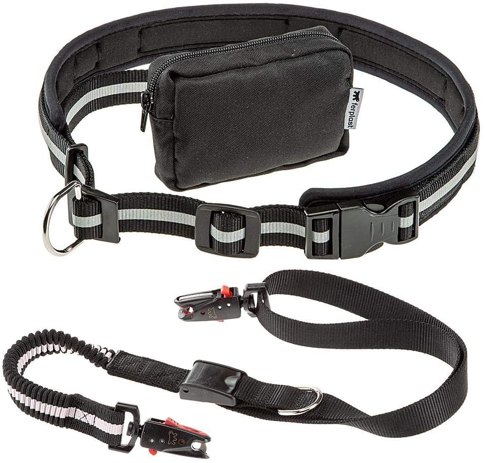 Ferplast ERGOCOMFORT FREE TIME Dog Lead with Running KIT, Reflective, Anti-Shock Elastic Lead, MATIC Technology