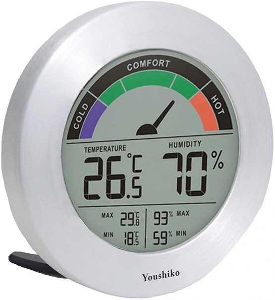 Youshiko LCD Digital Thermo-Hygrometer, Indoor Weather Thermometer Hygrometer Gauge, Monitor Temperature and Humidity Meter for Home Office Comfort, Min/Max Records (24 Hour Auto Reset) - Image 2