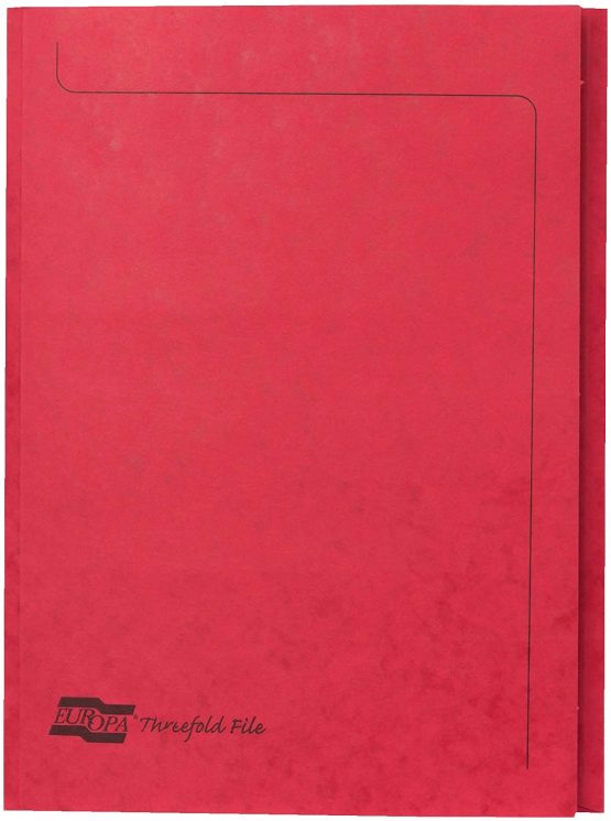 Exacompta Europa 3-Flap Folder, A4+, 300 Micron - Red, Pack of 25