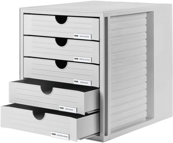HAN 1450-11, SYSTEMBOX drawer set. Innovative, attractive design with 5 closed drawers, light-grey - Image 2