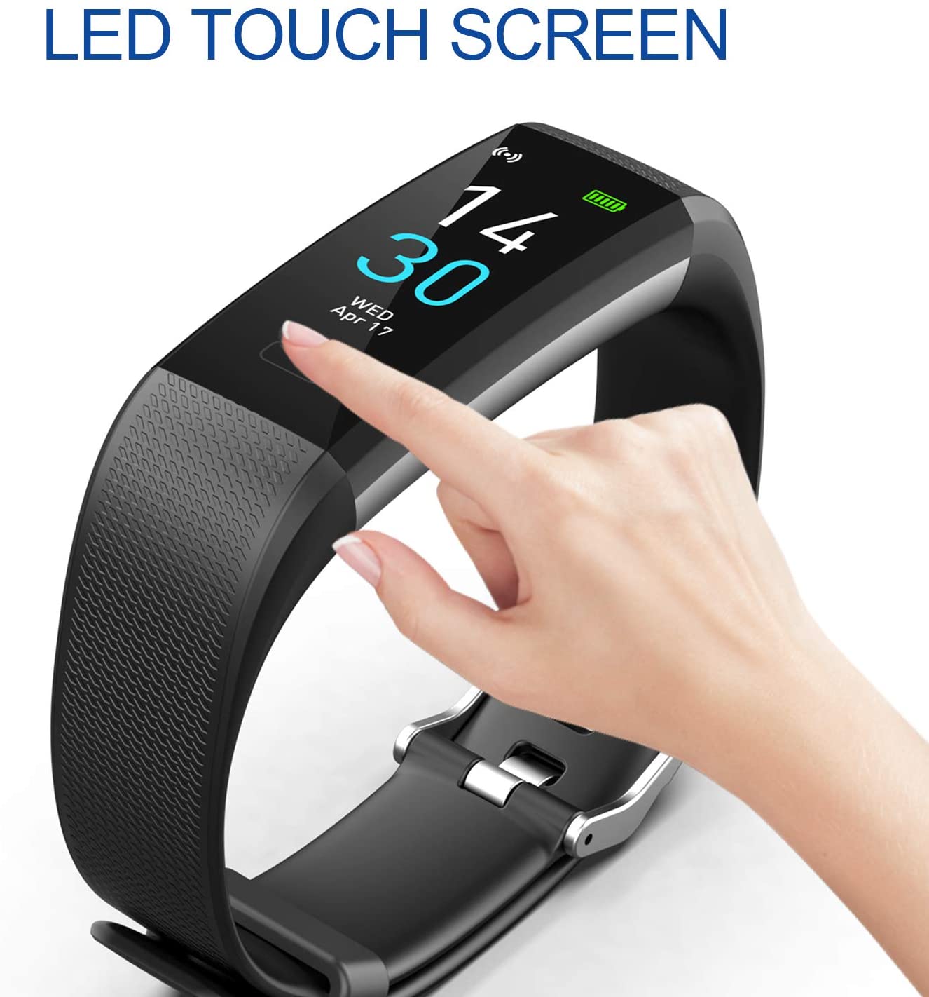 HSW M2 Smart Band Bracelet Watch Bluetooth Smartband Blood Pressure Blood Oxygen Oximeter Heart Rate Monitor Pedometer Fitness Tracker WristBand For IOS Android iPhone Samsung (Black) - Image 3