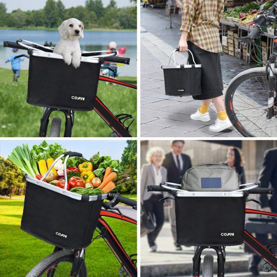 COFIT Collapsible Bike Basket, Multi-Purpose Detachable Bicycle Front Basket for Pet, Shopping, Commuter, Camping and Outdoor - Image 2