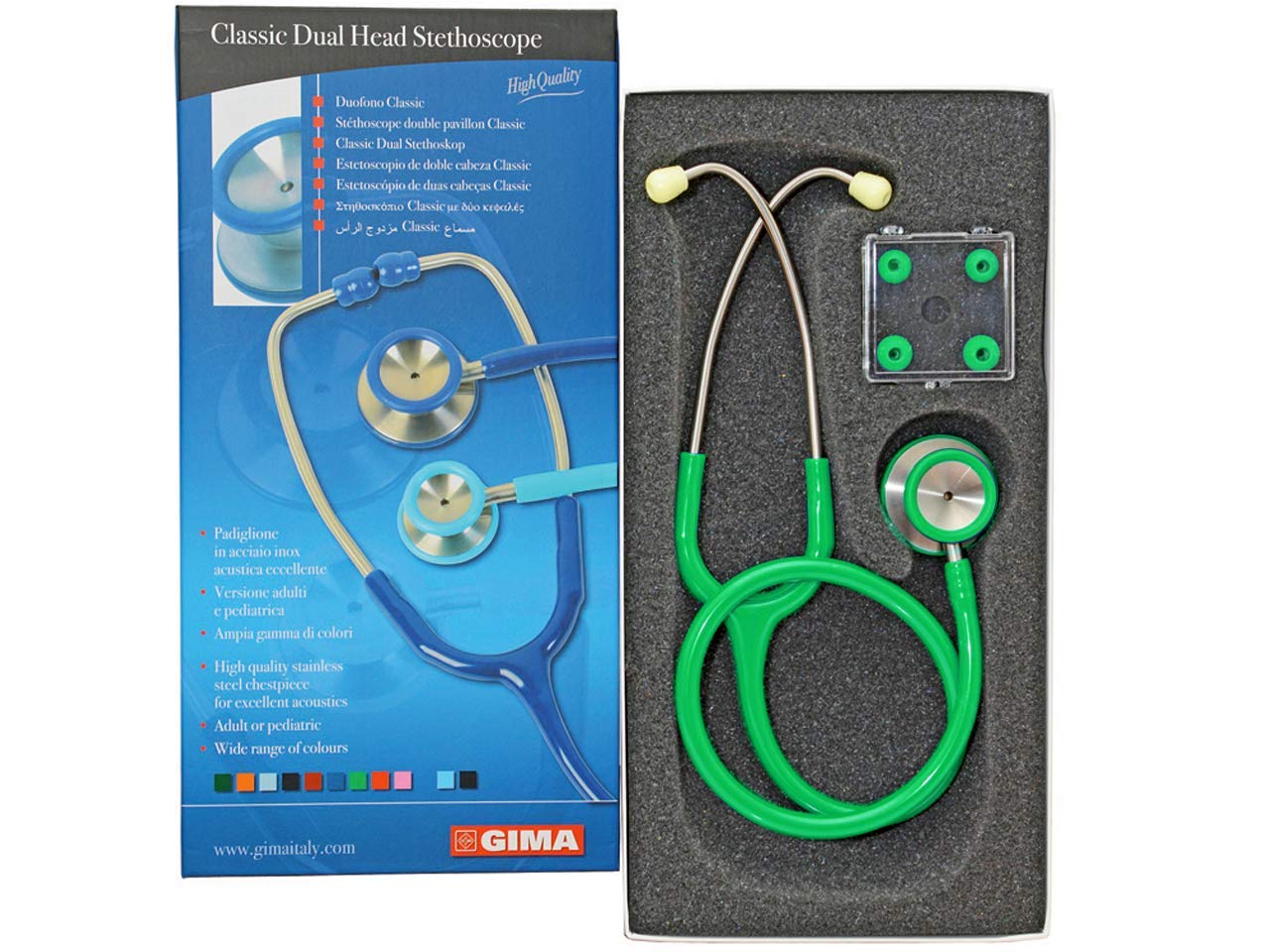 Gima - Classic Dual Head Stethoscope, Green Tube Colour, Littmann Type Stethoscope, Professional Stethoscope - Image 3