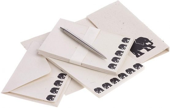 Elephant Dung Writing Set | 20 Sheets of A5 Recycled Paper and 10 Envelopes | Letter Writing Stationery Sets | 12.5cm x 18cm | Genuine Elephant Poo | Fair Trade and Handmade Elephant Gifts for Men and Women - Image 4