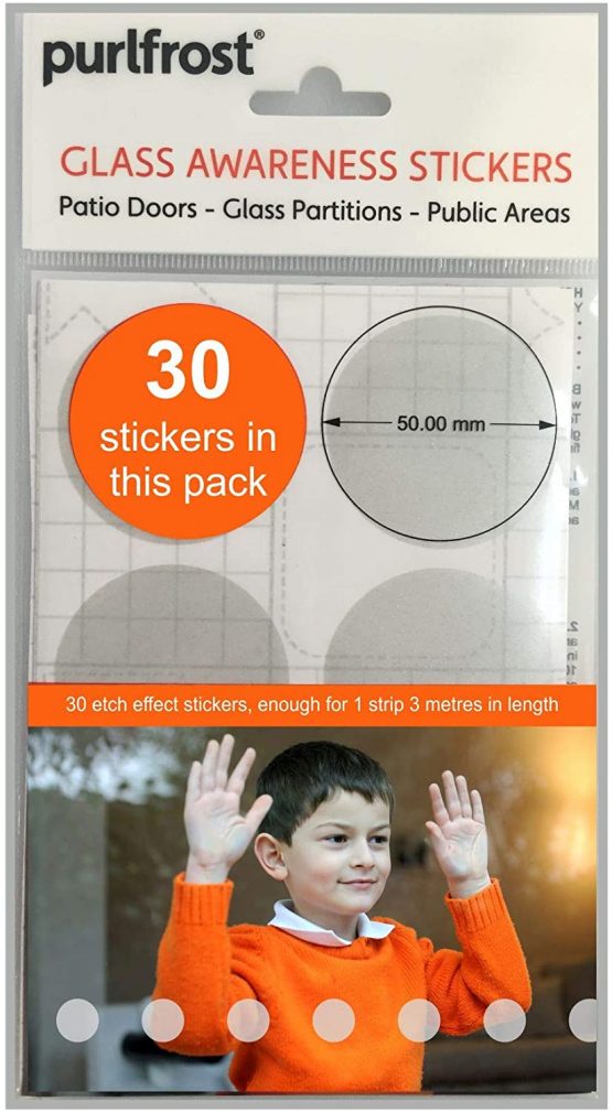Purlfrost Etch Effect Glass Stickers Pack of 30, Window Stickers for Patio Doors, Window Decals for Glass, Patio Door Stickers, Enough for a 3 Meter Long Strip