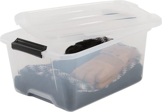 Iris Ohyama, Set of 3, Storage boxes, 15 L, with snap closure, stackable, living room, bedroom, garage - Top Box TB-15 - Transparent - Image 2