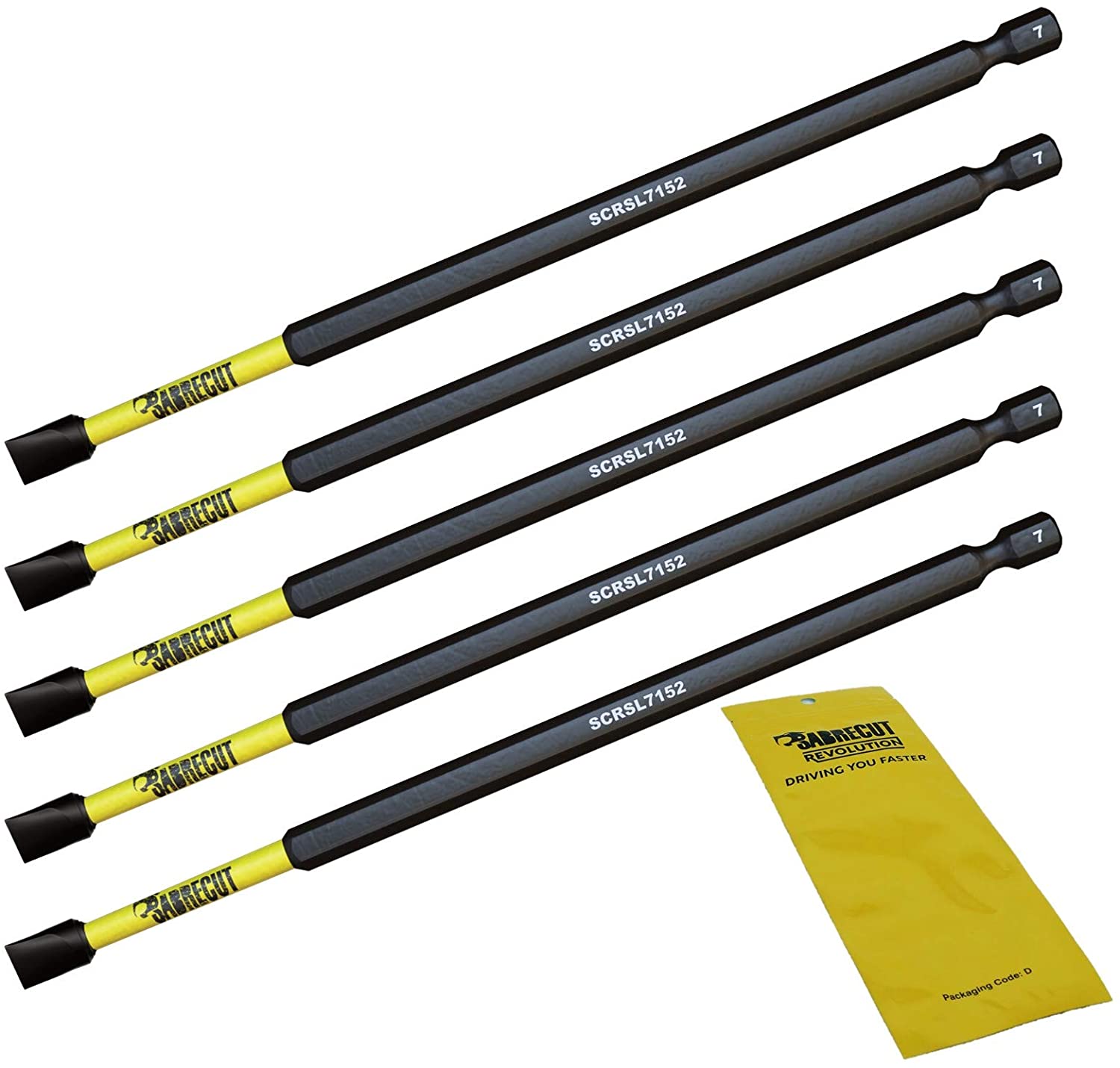 5 x SabreCut SCRSL7152_5 152mm SL7 Slotted Magnetic Impact Screwdriver Driver Bits Set Single Ended Heavy Duty