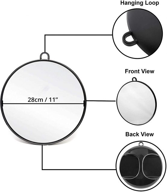 Kurtzy Lightweight Handheld Round Hairdressing Mirror - Use the Handle or Hang on the Wall for Barbers, Salons and Beauticians - Viewing Mirror for Back of the Head Haircuts and Styling - Image 2