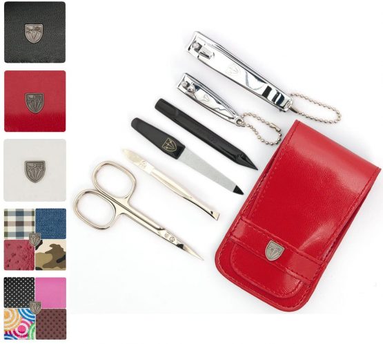 3 Swords Germany - brand quality 6 piece manicure pedicure grooming kit set for professional finger & toe nail care scissors clipper fashion leather case in gift box, Made by 3 Swords (004062)