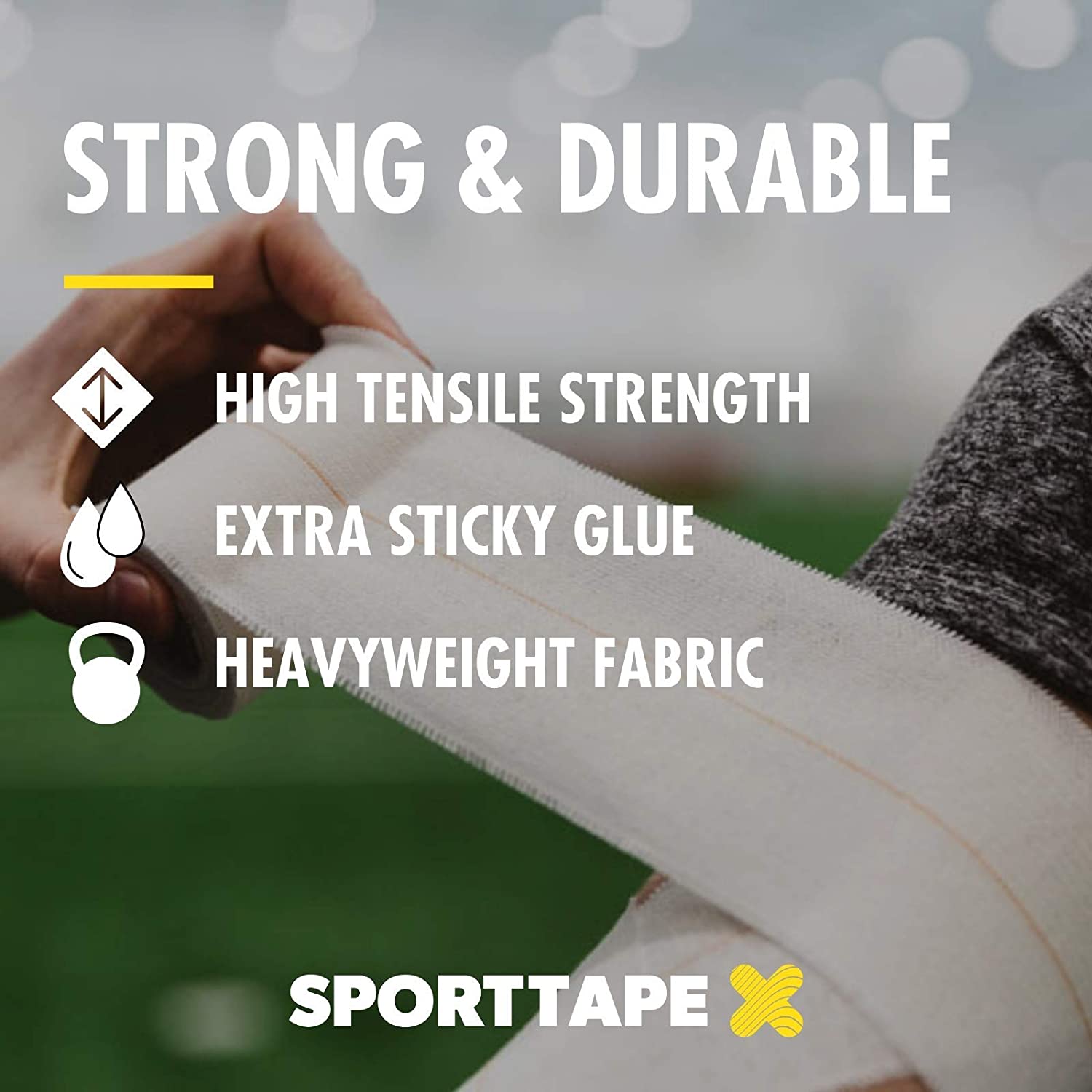 6 Rolls - SPORTTAPE EAB Fabric Strapping Tape - 7.5cm x 4.5m, White, 7.5cm x 4.5m - 6 Rolls - Image 2