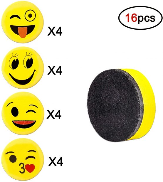 Magnetic Eraser Whiteboard Dry Erasers, 16PCS Cute Smile Chalkboard Cleaner for Home School Classroom Office Use, Drawing Wiper Gifts for Kids - for Dry Erase Pens and Markers - Image 4
