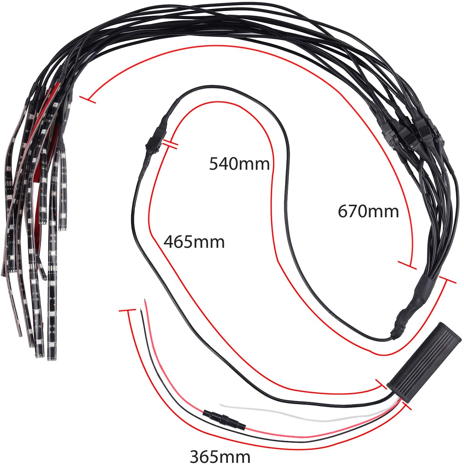 Justech 12pcs Motorcycle Light Strip Kit 15 Colors RGB 72LED Neon Flexible Light Strip Kit Wireless Remote - Image 4