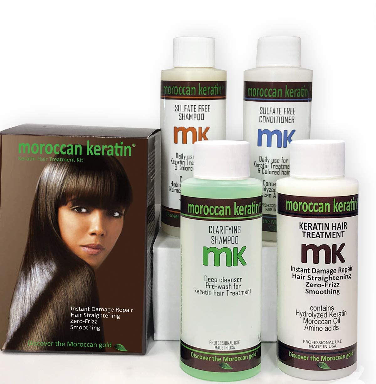 MOROCCAN KERATIN New Look. Keratin Hair Treatment Straightening Brazilian Complex Blowout SET 120ML x4 Professional Results Salon or Home Formaldehyde-Free
