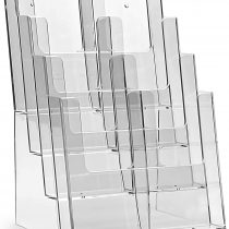 Hints Taymar Table brochure stand in A4, DL format, 4 levels, transparent, 8 compartments