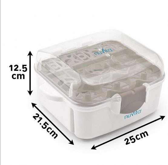 Nuvita 1085 | Bottle Steriliser | Microwave Steam Sterilisers Compact 10.30'' | Fit All Microwaves and Baby Bottles Sizes | Anti-Burning Handles | Top Compartment Small Parts | BPA Free | EU Brand - Image 2