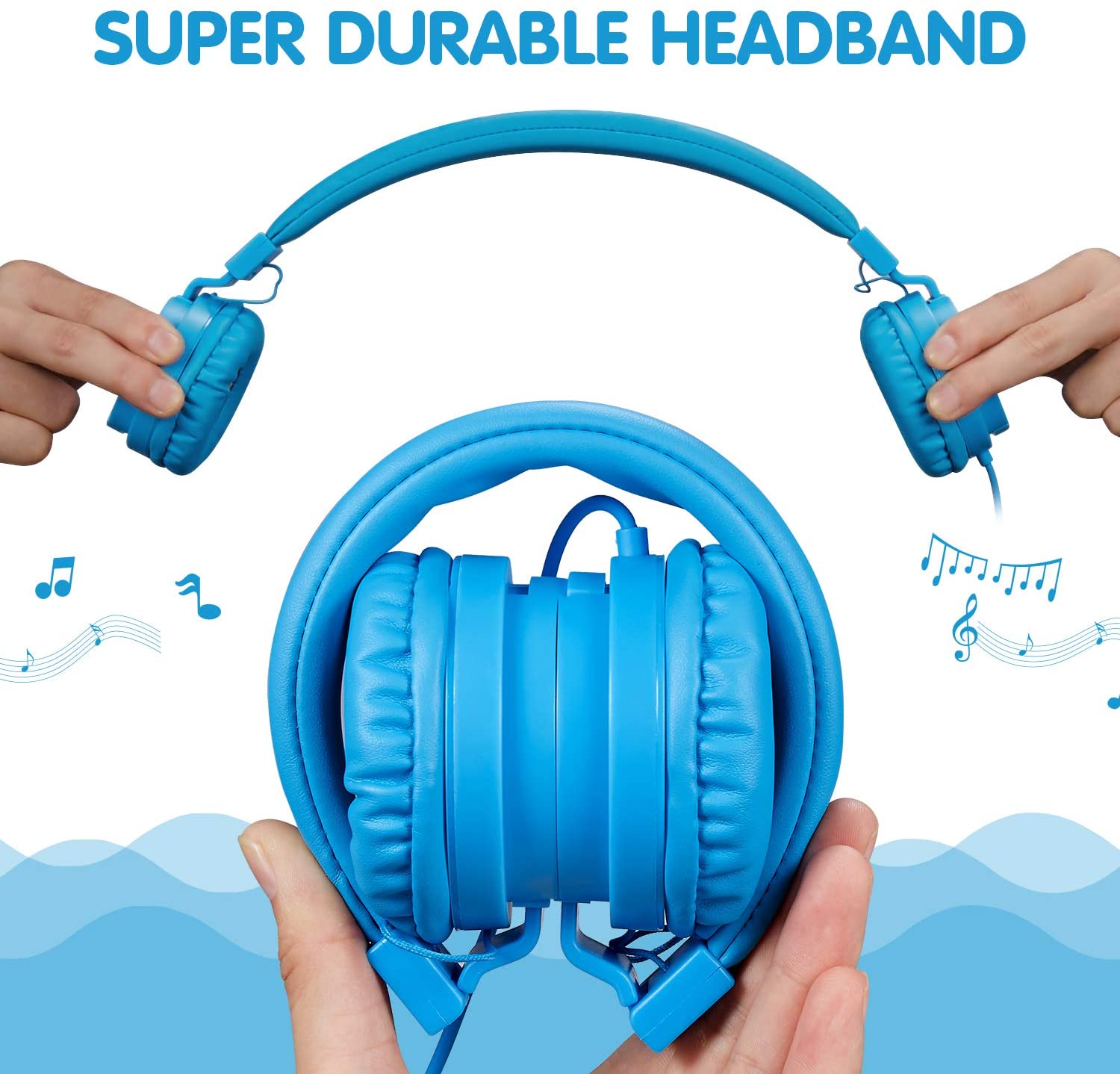 ONTA Foldable Headphone,On-Ear Audio Adjustable Lightweight Headphone for Cellphones Smartphones Iphone Laptop Computer Mp3/4 Earphones(Blue) - Image 4