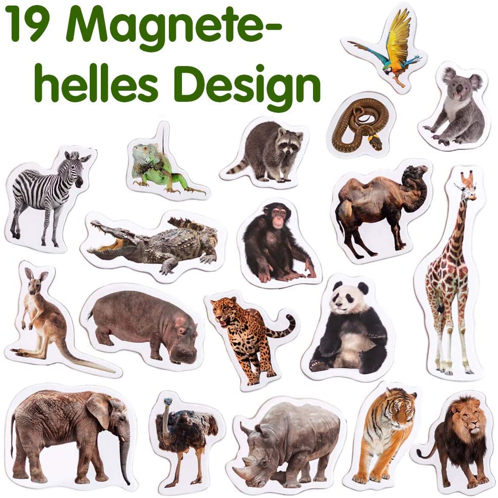 Zoo Animal Magnets for Kids, Magdum, 19 Large Fridge Magnets, Realistic Jungle Animals Learning Toy for Toddlers - Image 2