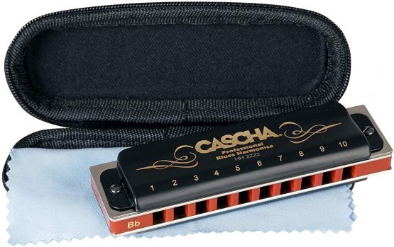Cascha Harmonica Bb-Major beginners and advanced - High-quality 10-hole diatonic harmonica excellent sound - perfect storage and maintenance with blues harmonica softcase and cleaning cloth