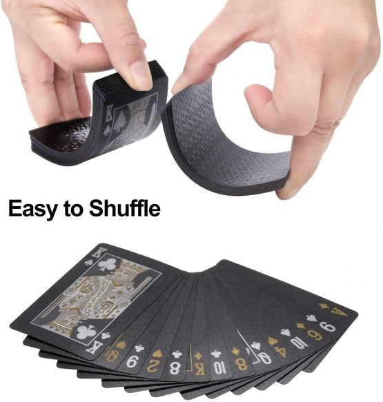 Joyoldelf Cool Black Playing Cards, Gold Foil Waterproof Deck of Cards with Gift Box, Magic Poker Cards, Perfect for Party and Game (Painted Version) - Image 4