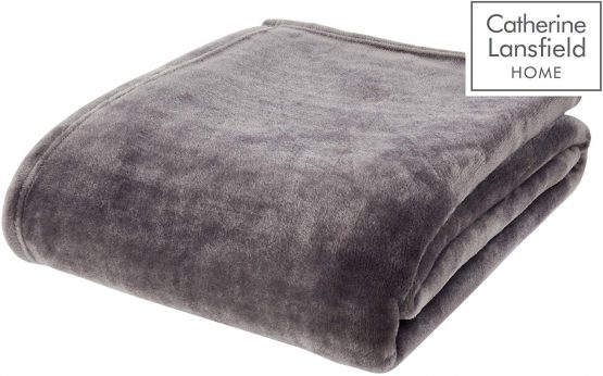 Catherine Lansfield Extra Large Raschel Velvet 200 x 240 cm Throw Charcoal