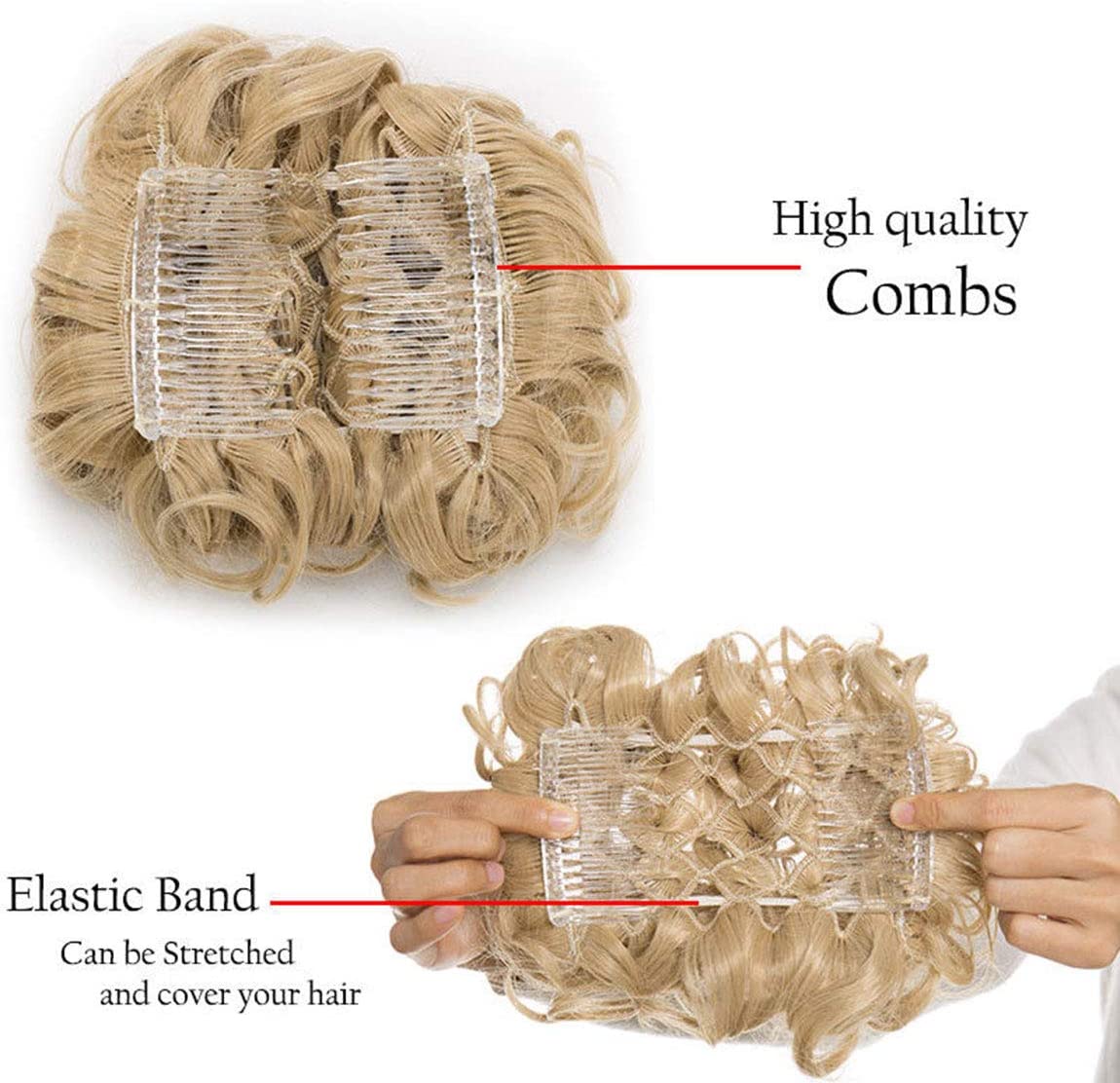 Short Combs Messy Curly Wavy Hair Extensions Bun Piece Up Do Drawstring