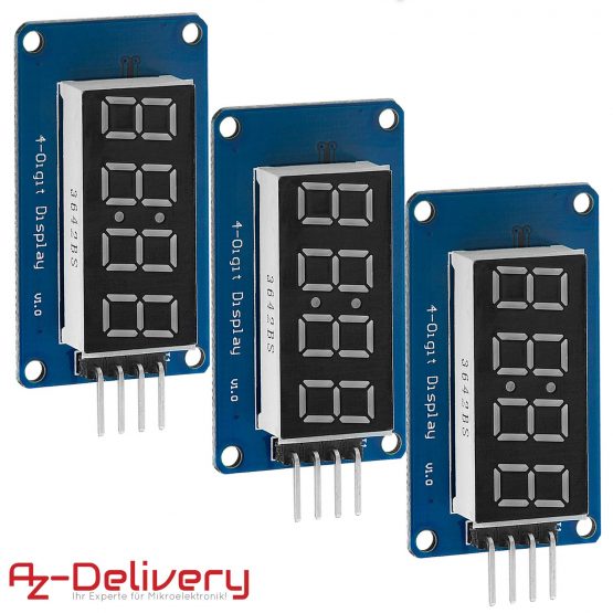 AZDelivery 4 Digits 7 Segment Digital Tube TM1637 LED Display Module with Clock Display compatible with Arduino and Raspberry Pi including E-Book!