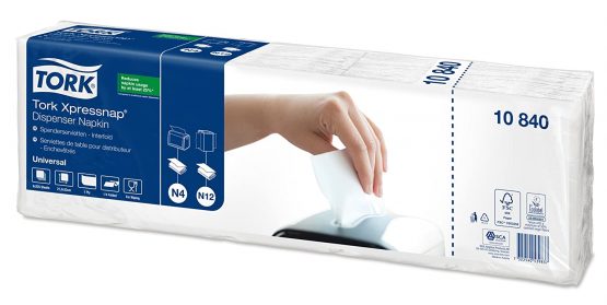 Tork 10840 Xpressnap Napkins N4 / Suitable for N4 Interfold Napkin System Dispensers/White / 1-Ply / 8 x 1125 (10.7 x 16.5 cm) - Image 3