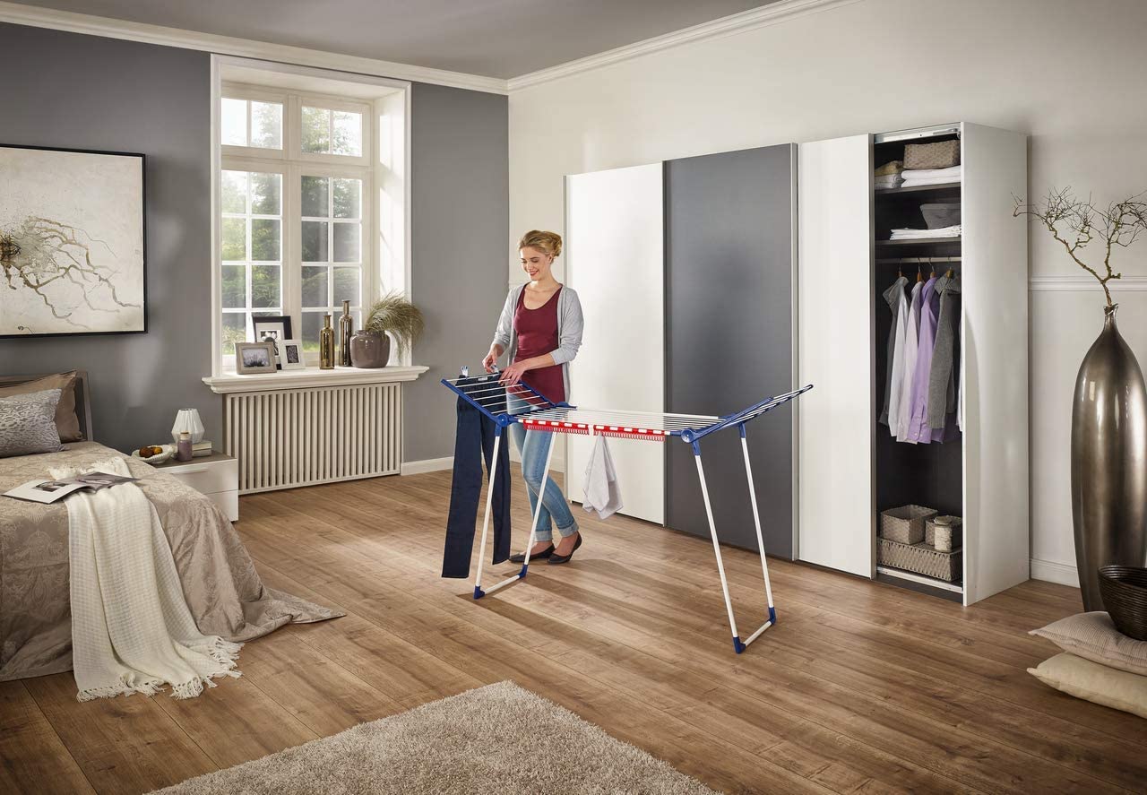 Leifheit Pegasus 150 Solid Slim Clothes Airer, Foldable Clothes Rack for Outdoor and Indoor 15 m Capacity Clothes Rack - Image 2
