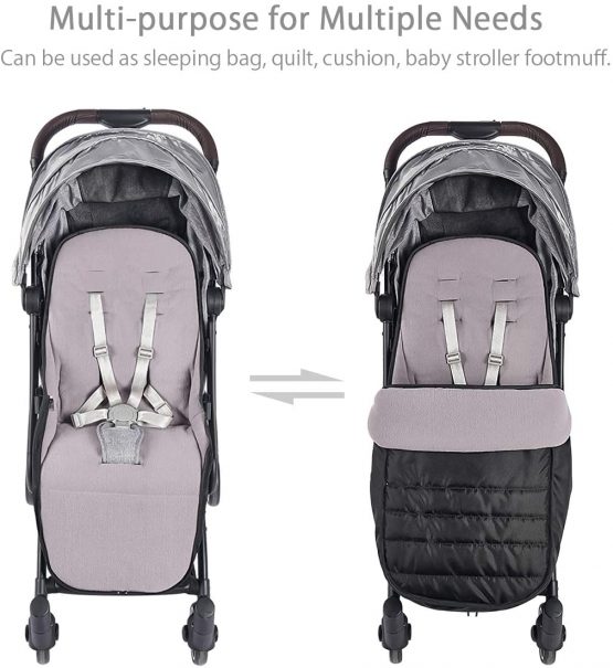 SONARIN Universal Premium Pushchair Footmuff,Waterproof and Windproof,Cosy Toes Fleece Lined Universal Fitting for Pushchairs Strollers Prams Buggy(Black) - Image 2