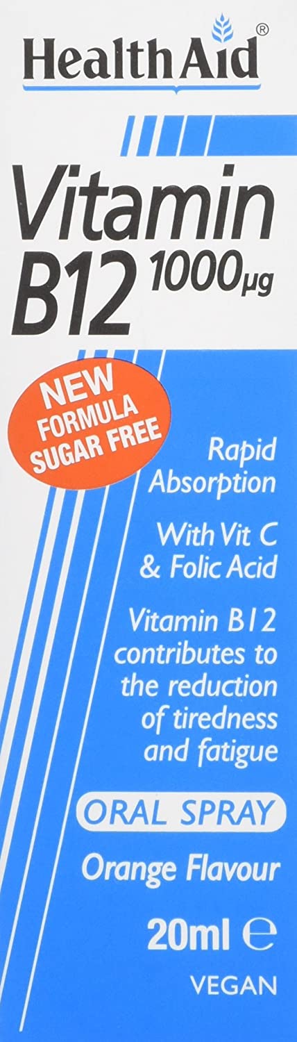 HealthAid Vitamin B12 1000g Spray, Orange, 20 Millilitre, White, 20 ml (Pack of 1)