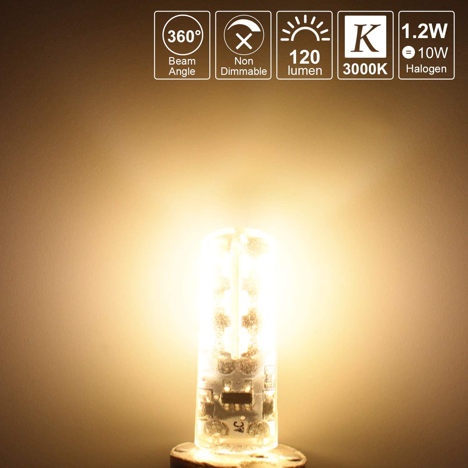 DiCUNO G4 LED Light Bulbs, 1.2W Equivalent to 10W Halogen, 120LM, Warm White 3000K - Image 4