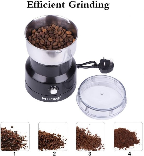 Coffee Grinder Electric Spice Grinder 150W - Stainless Steel Blades & Overheat Protection Coffee Mill Grinder for Coffee Bean, Nut, Spices, Seeds, Grains - Image 3