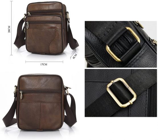 Realmark Men`s Genuine Leather Crossbody Bag Messenger Shoulder Bag Business Purse Bag - Image 2