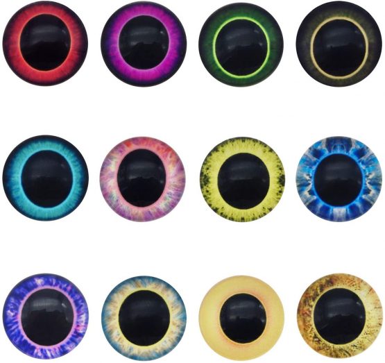 Julie Wang Mixed Color Glass Eyes Owl Unicorn Animal Eye Pupil for Craft Doll Making DIY Flatback Dome Glass (8mm) - Image 2