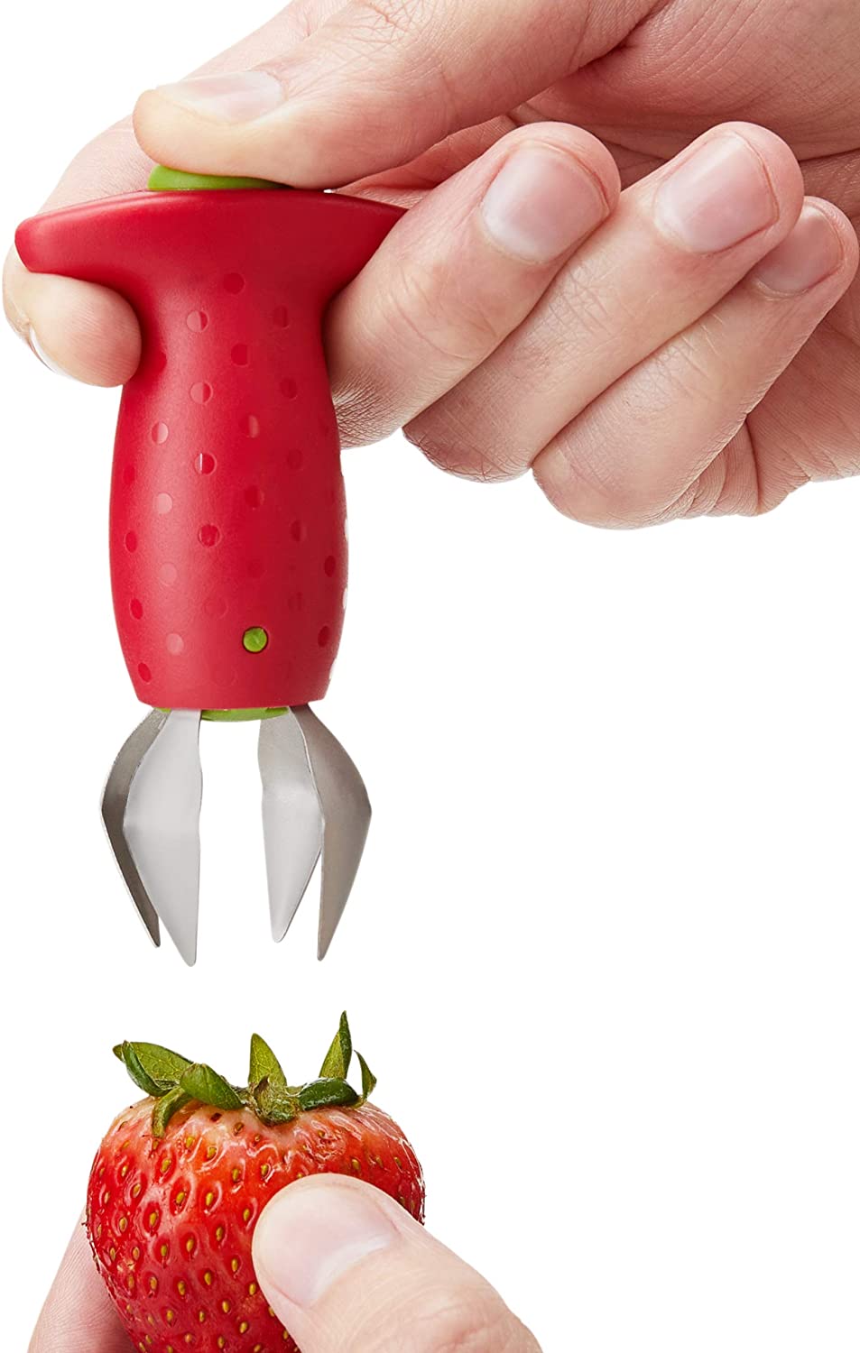 Chef'n StemGem™ Strawberry Huller, Red, 9 x 5 x 3 cm, Red, Green - Image 2
