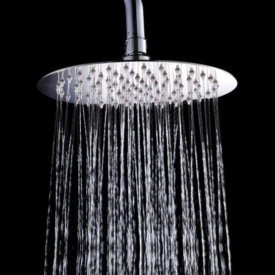 KUNGYO 304 Stainless Steel Ultra Thin Rainfall Shower Head Bathroom Top Sprayer (8 Inch Round)