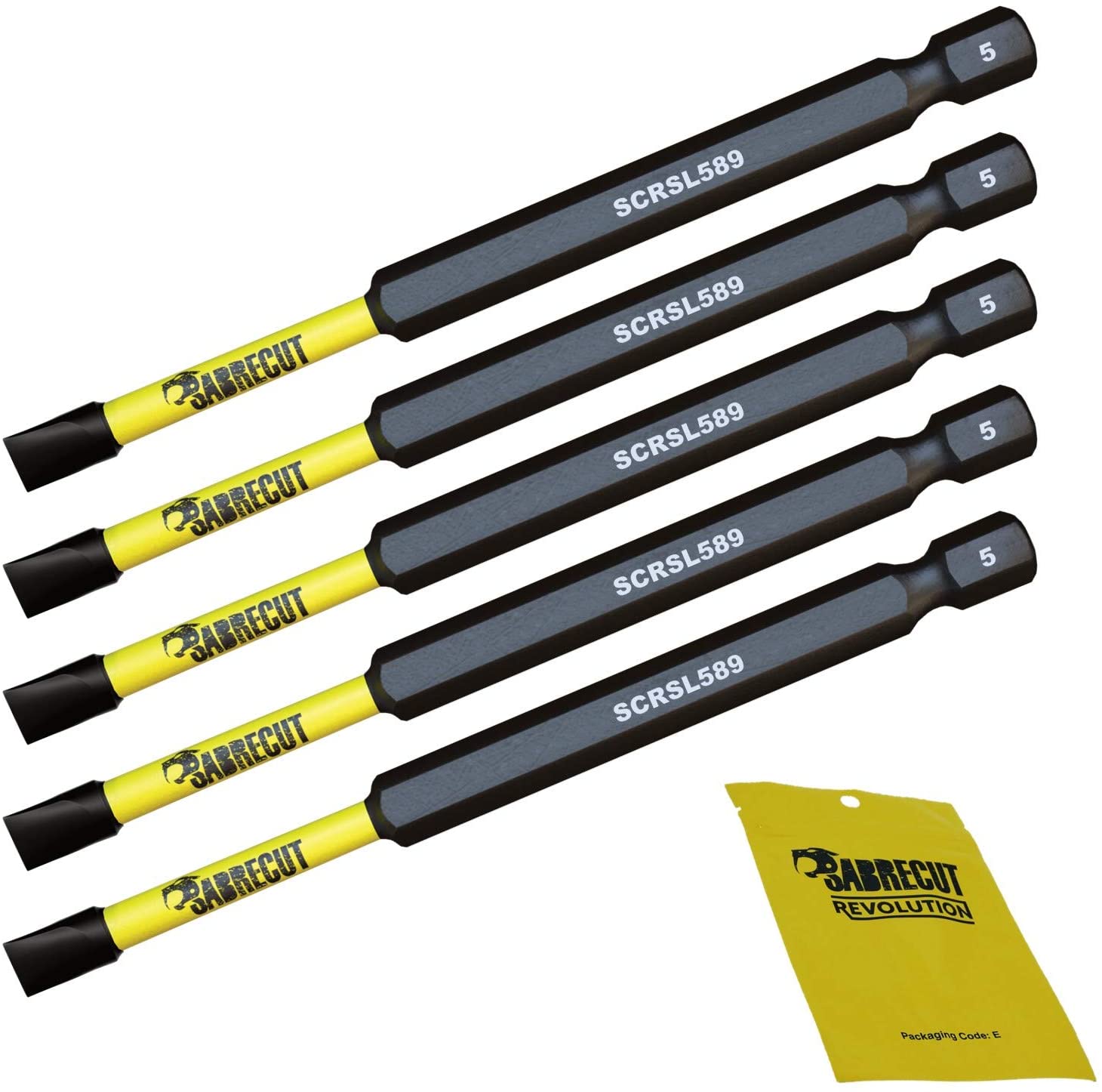 5 x SabreCut SCRSL589_5 89mm SL5 Slotted Magnetic Impact Screwdriver Driver Bits Set Single Ended Heavy Duty