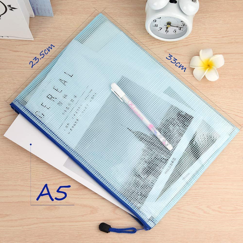 TUPARKA A5 Zipp File Wallets PVC Ziplock Bag Mesh Document Bags for School Office Cosmetics Receipts Storage Homework Storage - Image 3