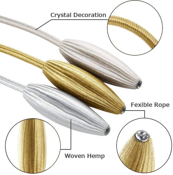 2 Pieces Beige Curtain Tiebacks hooks Hand Knitting Window Holdbacks Holder - DIY Creative Random Modelling European Style Curtain Ropes Drape, Wheat Shape Curtain Clip for Home and Office Decoration - Image 4