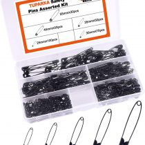 TUPARKA 300pcs Gold Safety Pins Assorted Safety Pins 25-55mm Sewing Accessories Kit for Baby Clothing Crafts & Arts with Storage Box(5 Sizes)
